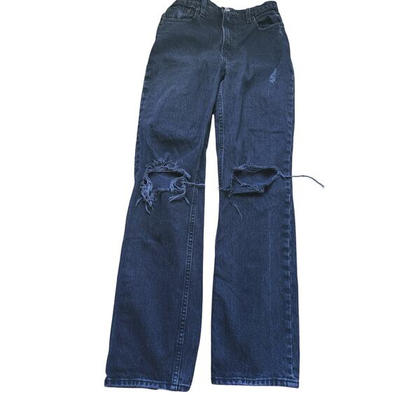 Abercrombie & Fitch The 90s Straight Ultra High Rise Jeans Black 26/2R Edgy Fall - Picture 3 of 7